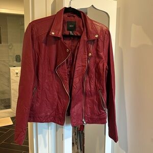 Forever 21 Faux Leather Jacket- red: size M